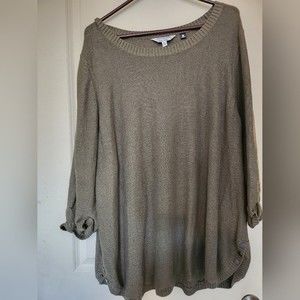 Prescott New York Olive Green Scoop Neck Tunic Sweater 5X